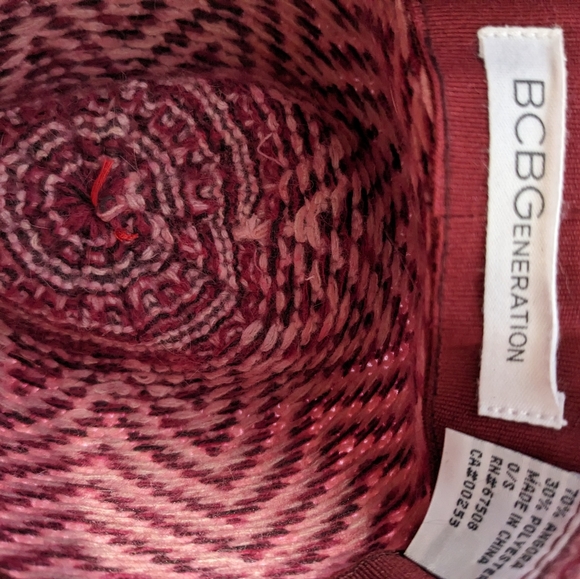 BCBG Generation rosewood angora blend Fedora hat red pink herringbone one size - Picture 5 of 12